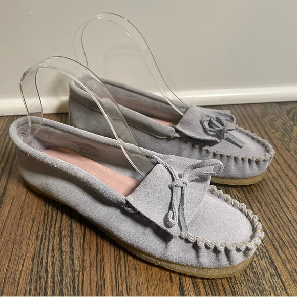 J.Crew Light Blue Soft unlined suede moccasin loafers size 5.5 - Picture 1 of 10